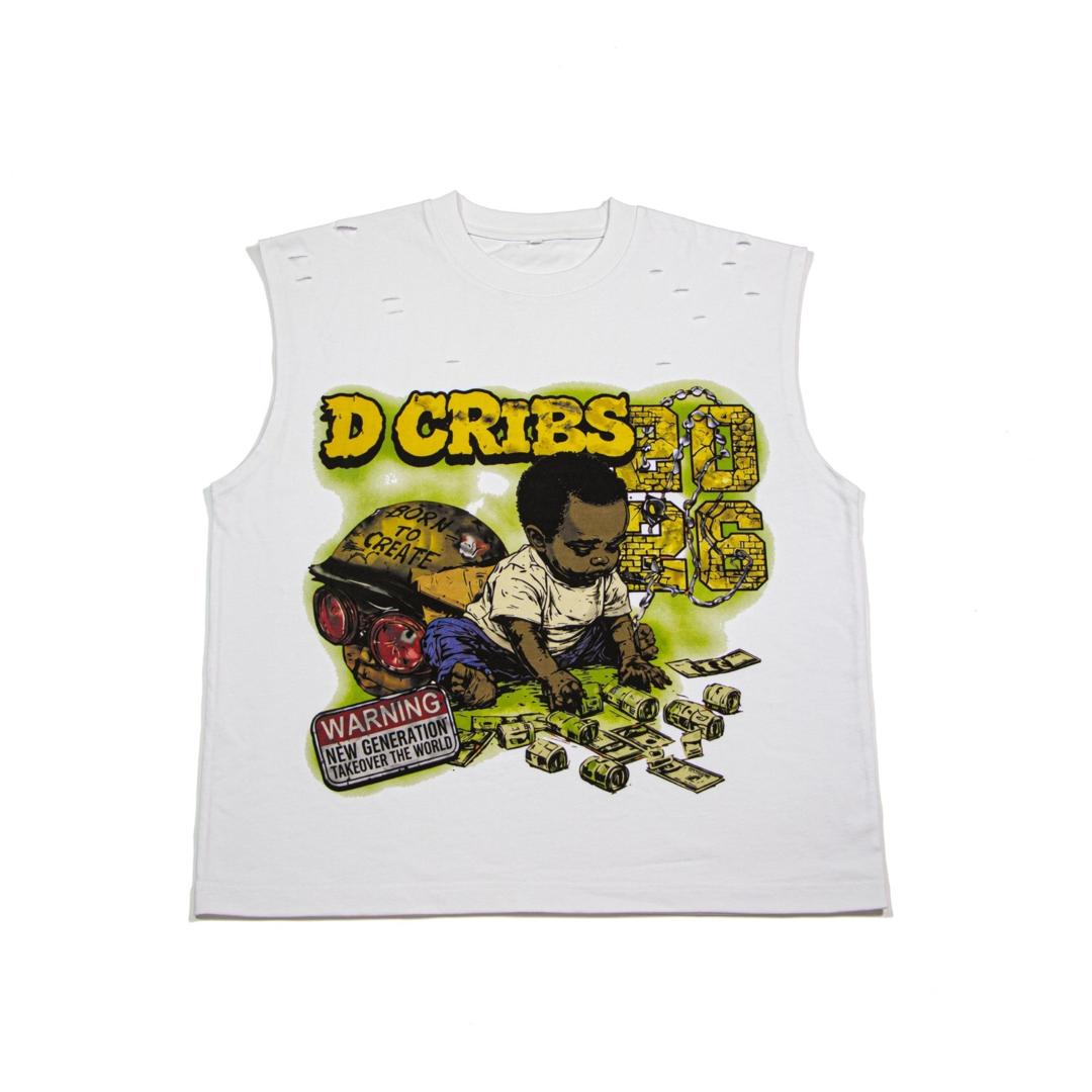 D-Cribs Born to Create Sleeveless White T-Shirt