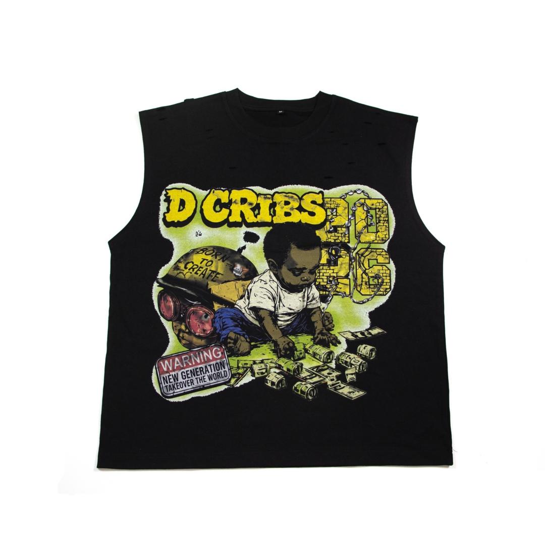 D-Cribs Born to Create Sleeveless Black T-Shirt